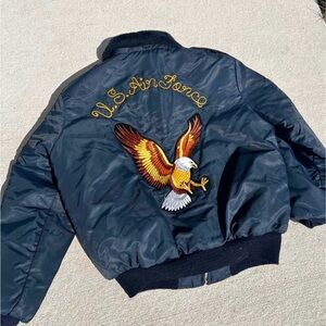 Men's Navy Bomber Jacket with U.S. Air Force Eagle Embroidery